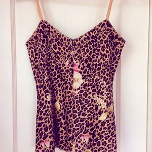 Express Animal leopard print brown and black tank top silky cami
